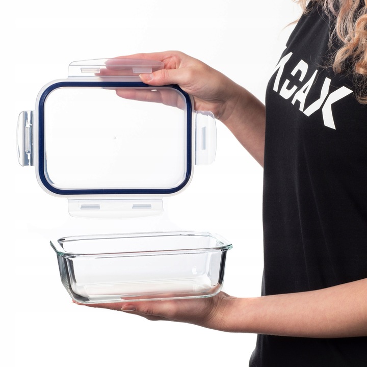 SZKLANY POJEMNIK NA ŻYWNOŚĆ JEDZENIE 1040ml Z POKRYWKĄ PUDEŁKO ŚNIADANIÓWKA