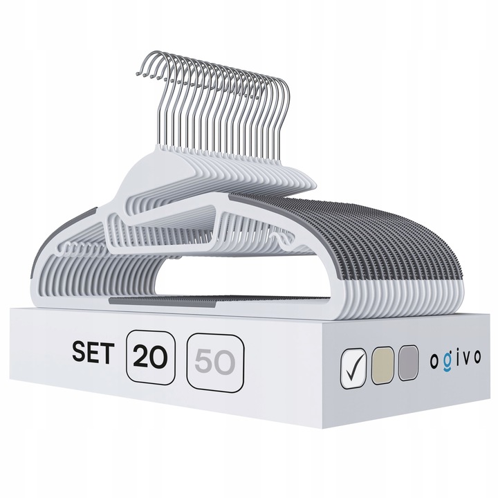 WIESZAKI NA UBRANIA PLASTIKOWE ANTYPOŚLIZGOWE WIESZAKI DO SZAF X20