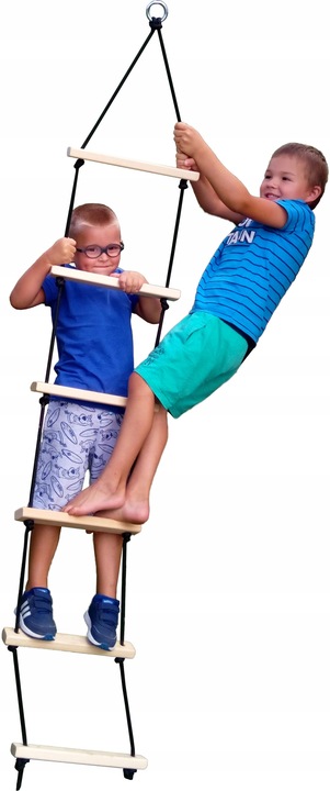 Drewniana drabinka sznurowa 6 szczebli (naturalna)