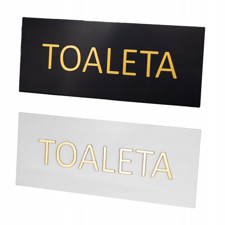 TABLICZKA NA DRZWI TOALETA DO BIURA INFORMACYJNA PLEXI ZŁOTE NAPISY GLAMOUR