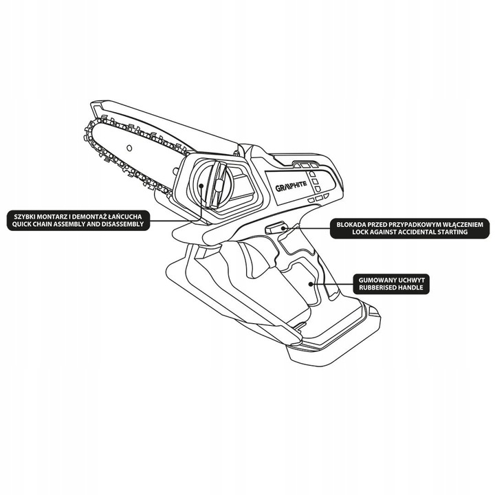 GRAPHITE MINI PIŁA PILARKA ŁAŃCUCHOWA AKUMULATOROWA 18V LI-LON 58GE116