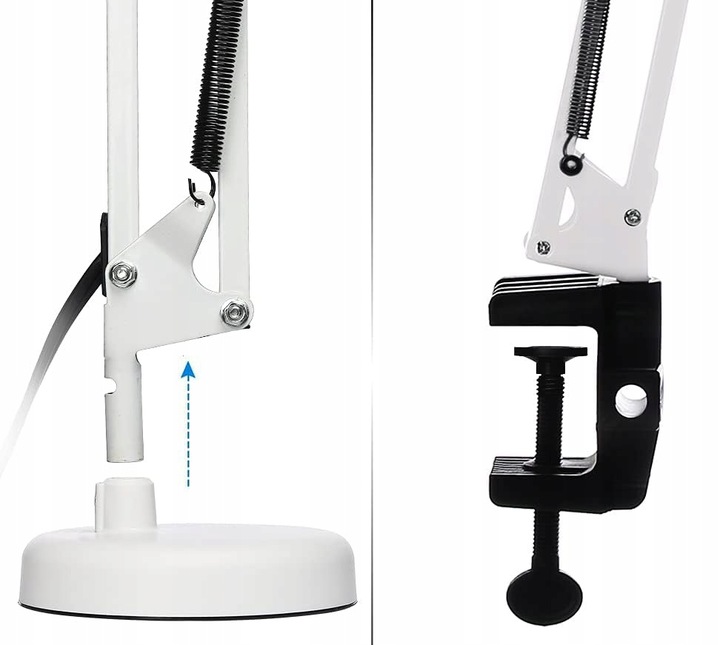 Lampka na Biurko LED Kreślarska Szkolna Regulowana E27 230V Stojąca Klips