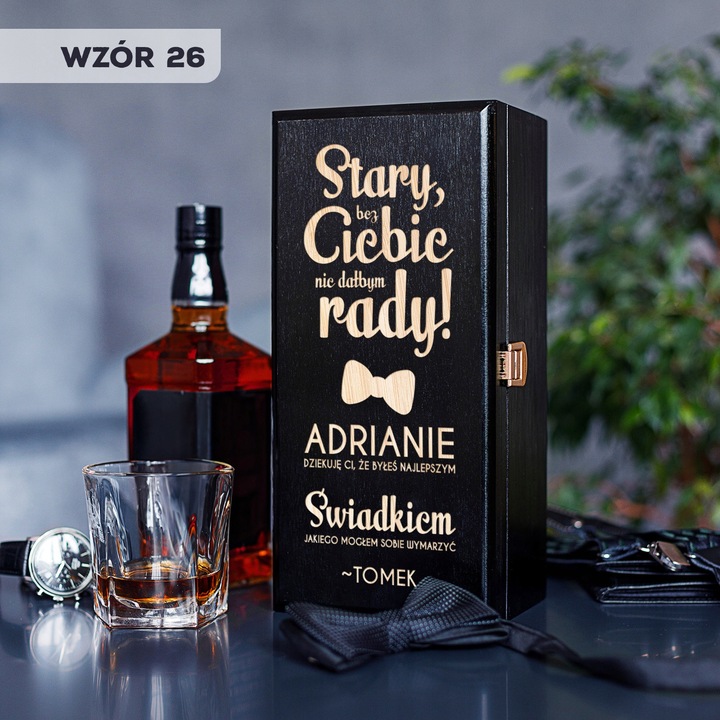PODZIĘKOWANIE DLA ŚWIADKA PREZENT DLA ŚWIADKA SKRZYNKA NA ALKOHOL UPOMINEK