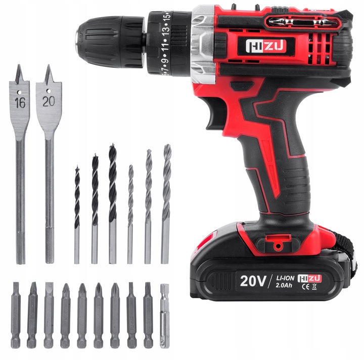 WIERTARKO WKRĘTARKA UDAROWA Z UDAREM ZESTAW NARZĘDZI +2xAKU +BITY