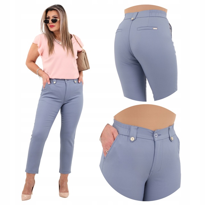 SPODNIE DAMSKIE CYGARETKI BAWEŁNIANE ELEGANCKIE NA GUMCE DUŻE ROZMIARY