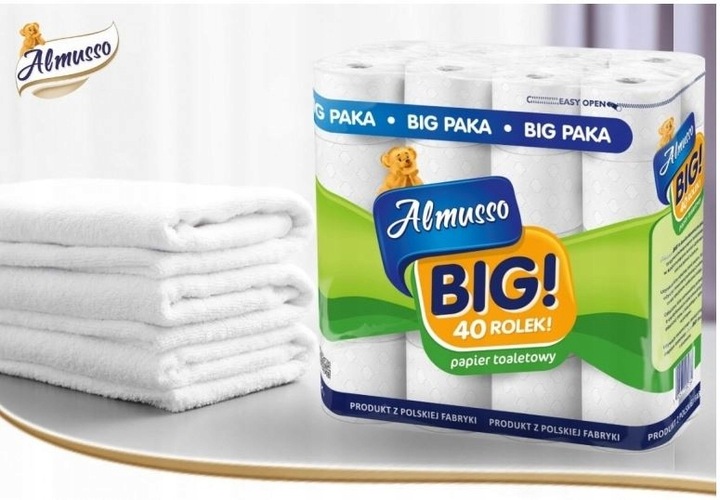 Papier toaletowy 3 warstwowy celuloza Almusso BIG 40 x 2 opak. 80
