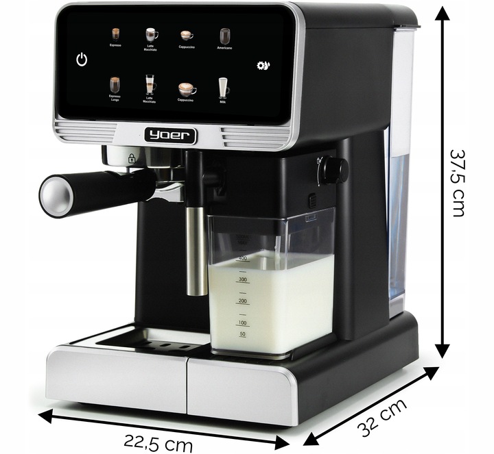 Ekspres do kawy Ciśnieniowy Yoer +LED 20bar 1350W Automatyczny +THERMOBLOCK