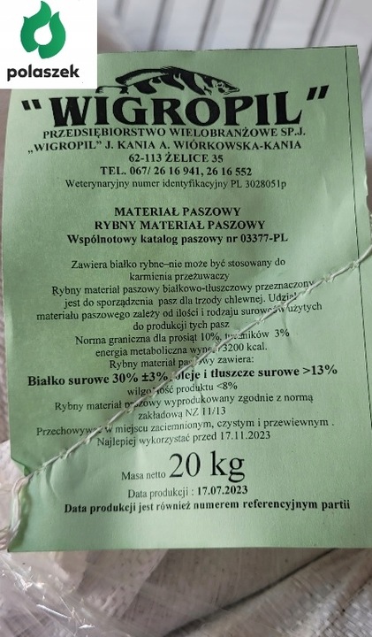 Zanęta 20 kg Zanęta Mączka Rybna