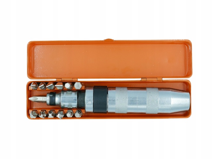 ŚRUBOKRĘT POBIJAK WYKRĘTAK WKRĘTAK UDAROWY 13 BITÓW + METALOWE PUDEŁKO