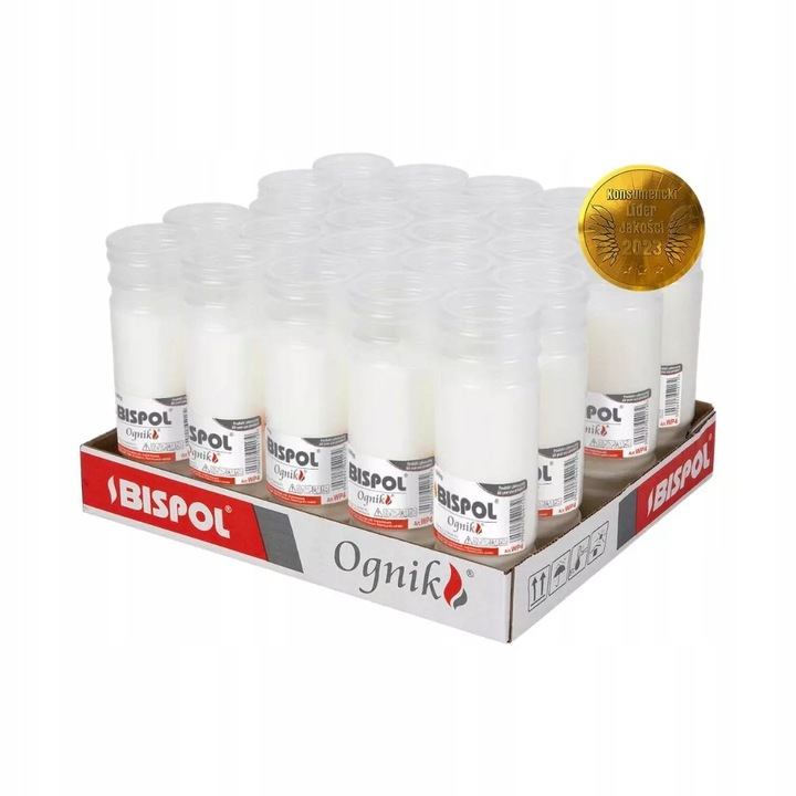 BISPOL OGNIK Parafinowe wkłady do zniczy CZAS PALENIA 96h, WP4 24 szt