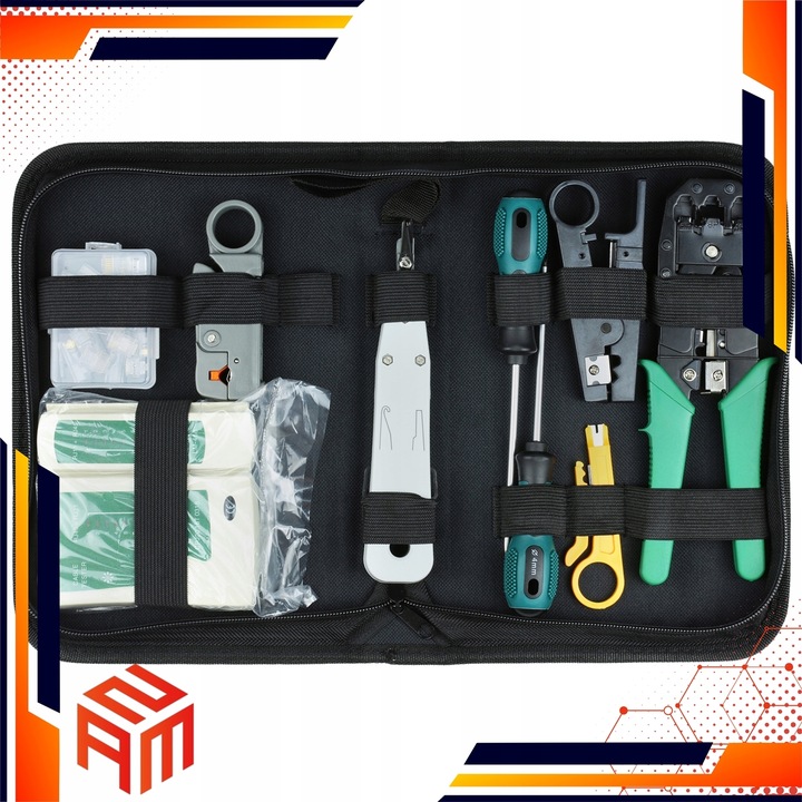 ZESTAW TESTER KABLI ZACISKARKA RJ 45 WTYK RJ45 NARZĘDZIA SIECIOWE ŚCIĄGACZ