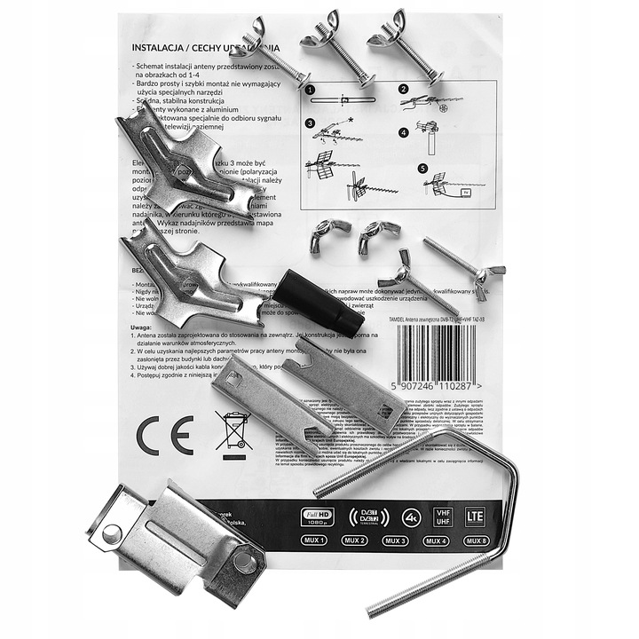 Antena do TV naziemnej DVB-T2 COMBO MUX-8 VHF/UHF zewnętrzna 4K LTE