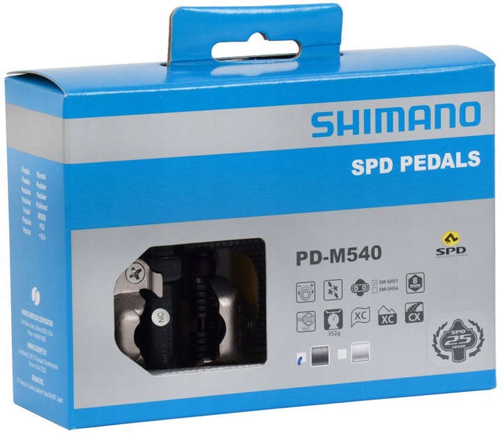 Pedały Rowerowe Zatrzaskowe SPD Shimano PD-M540 + Bloki Czarne BOX Oryginał