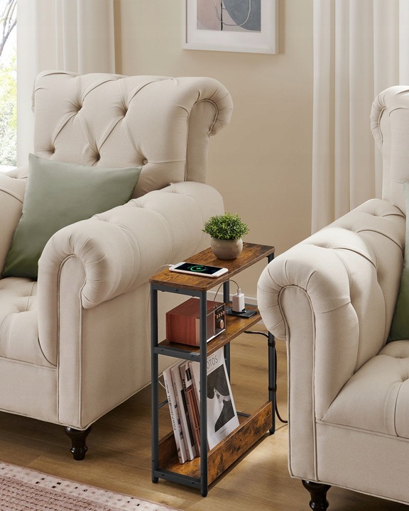 SZAFKA NOCNA STOLIK NOCNY DO SYPIALNI LOFT 48X58X18 CM SYPIALNIA WĄSKA