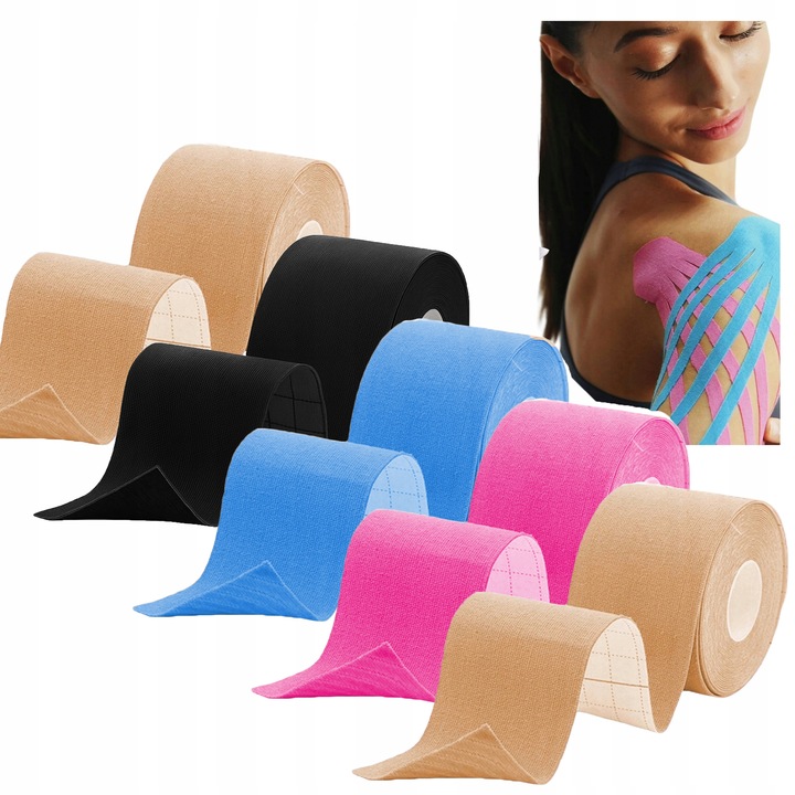 5x TAŚMA KINEZJOLOGICZNA TEJPY KINESIO KINESIOTAPING 5cmx5m +1 TAPE