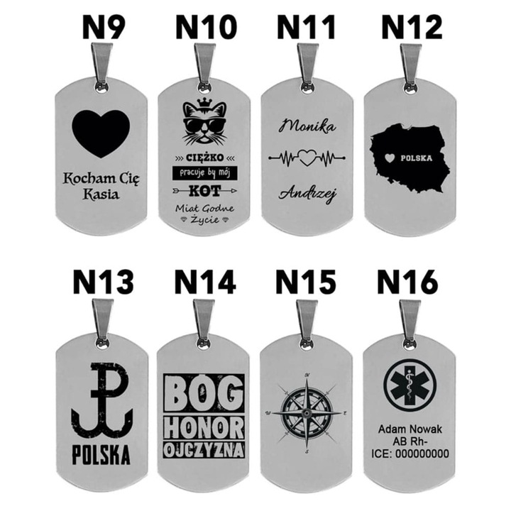 Nieśmiertelnik Z Grawerem Męski Srebrny 925 Wisior