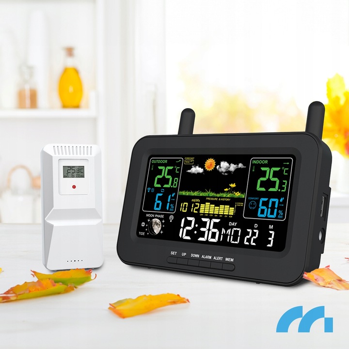 BEZPRZEWODOWA STACJA POGODOWA CZUJNIK POGODY TERMOMETR BAROMETR