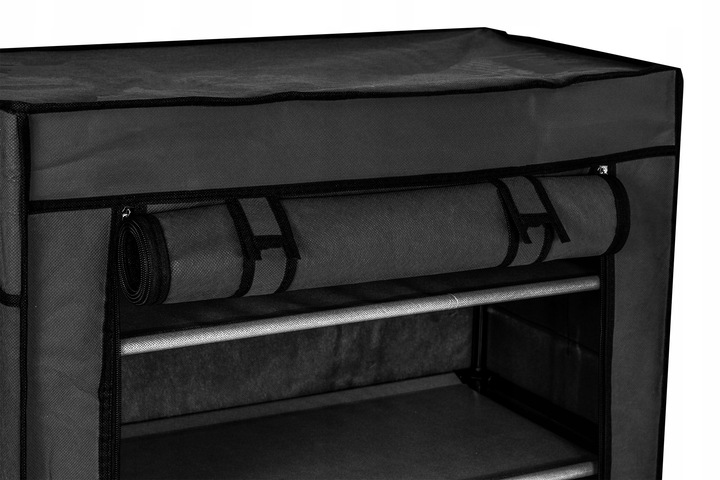 SZAFKA NA BUTY CZARNA TEKSTYLNA REGAŁ STOJAK PÓŁKI GARDEROBA ORGANIZER