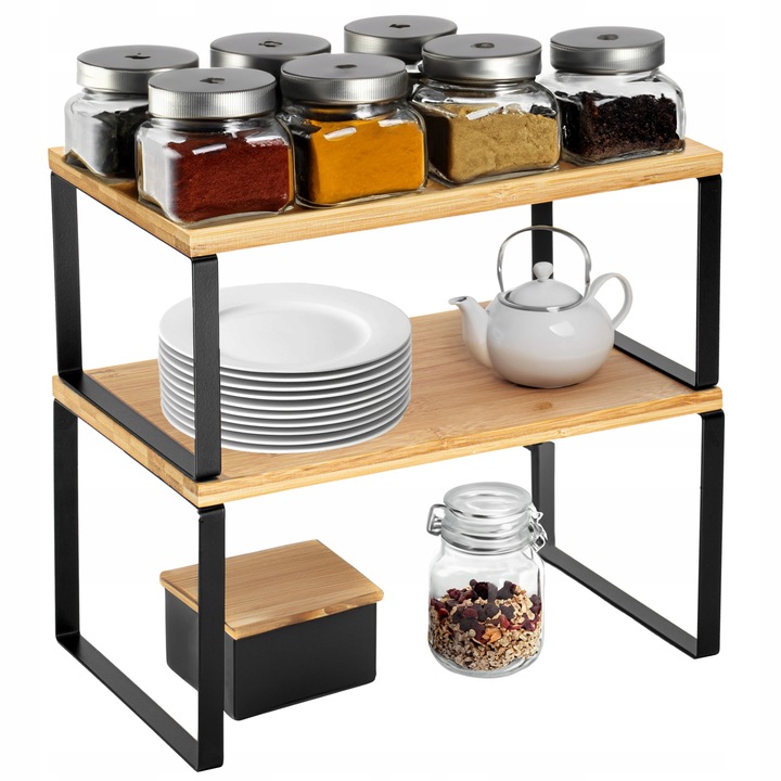 REGAŁ KUCHENNY NA PRZYPRAWY DREWNIANY PÓŁKA ORGANIZER STOJAK BIUROWY