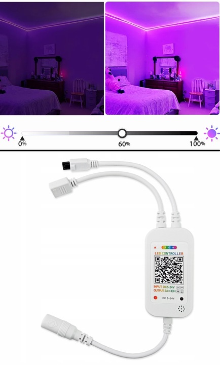 Taśma LED 6M RGB 5050 Bluetooth APLIKACJA MOBILNA Pilot Czujnik Muzyki