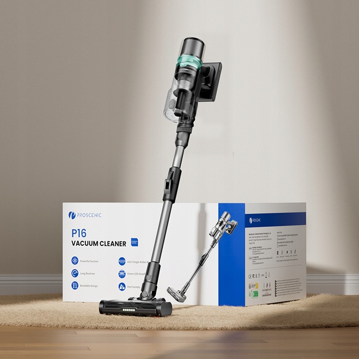 Odkurzacz bezprzewodowy PROSCENIC P16 45000Pa 550W światło LED zginana rura