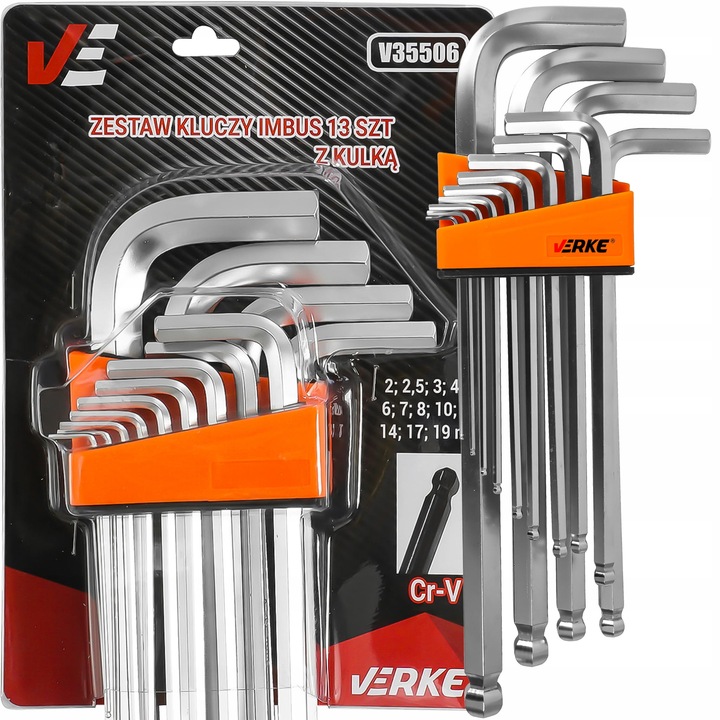DUŻE KLUCZE IMBUSOWE ZESTAW IMBUSÓW KLUCZY IMBUSOWYCH IMBUSY Z KULKĄ 2-19mm