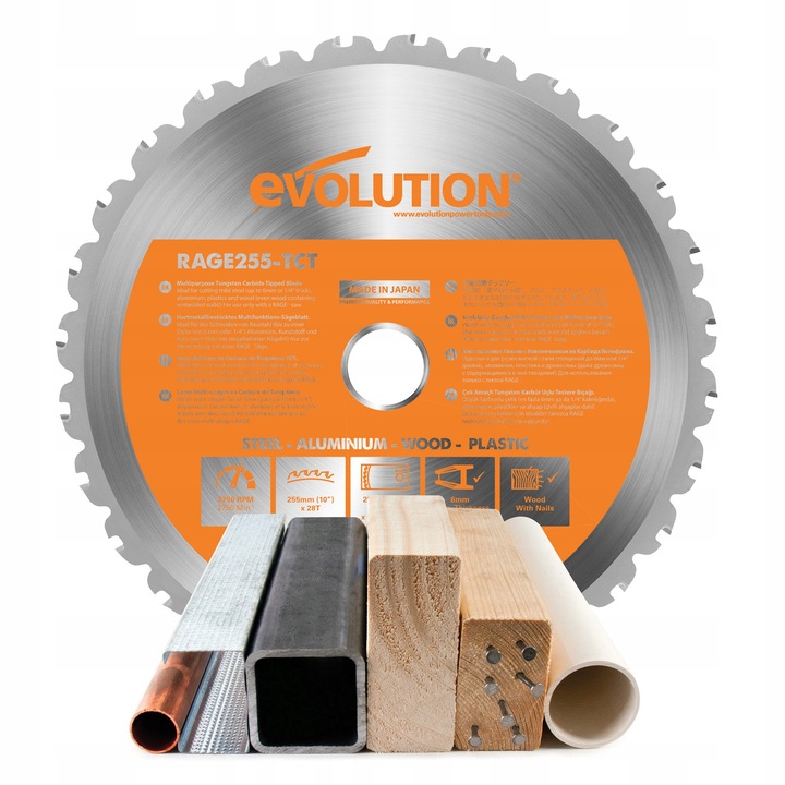 Tarcza piła TCT wielozadaniowa Evolution RAGE 255