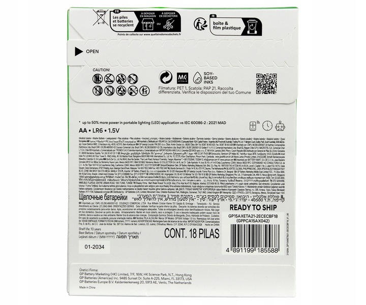 18 sztuk BATERIA ALKALICZNA GP Extra R6 AA paluch do zabawek