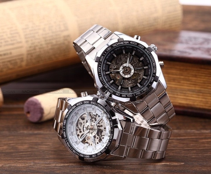 ZEGAREK MECHANICZNY MĘSKI AUTOMATYCZNY STALOWY LUKSUSOWY WINNER +