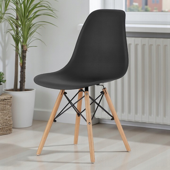 Krzesło Skandynawskie CZARNE TANIE Do Salonu Kuchni Biura WERSJA