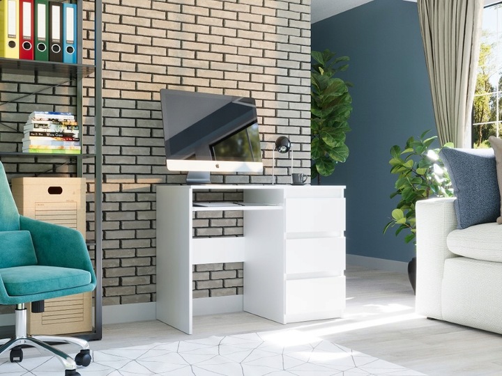 BIURKO KOMPUTEROWE 96CM STOLIK STÓŁ BIAŁE Prawe N3