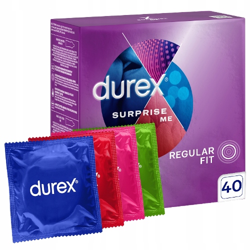 Zestaw prezerwatyw Durex Surprise Me 40 sztuk Mix Cienkie i Prążkowane
