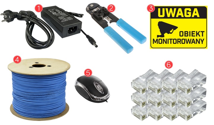 Monitoring cyfrowy IP 3 kamery 4Mpx PoE z mikrofonem podgląd online bez HDD