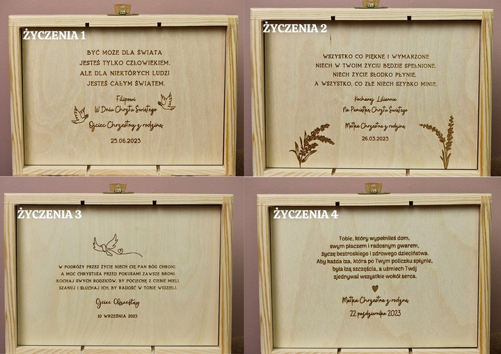 Pamiątka Chrztu Świętego Pudełko GOTOWY PREZENT NA CHRZEST PREMIUM Grawer