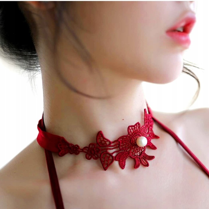 PODWIĄZKA czerwona STUDNIÓWKA z PEREŁKĄ czerwień MODNY ODCIEŃ BURGUND bordo