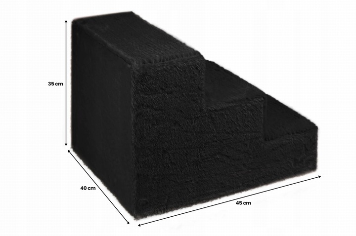 Schodki dla psa 3-stopnie tapicerowane czarne podest dla psa do kanapy