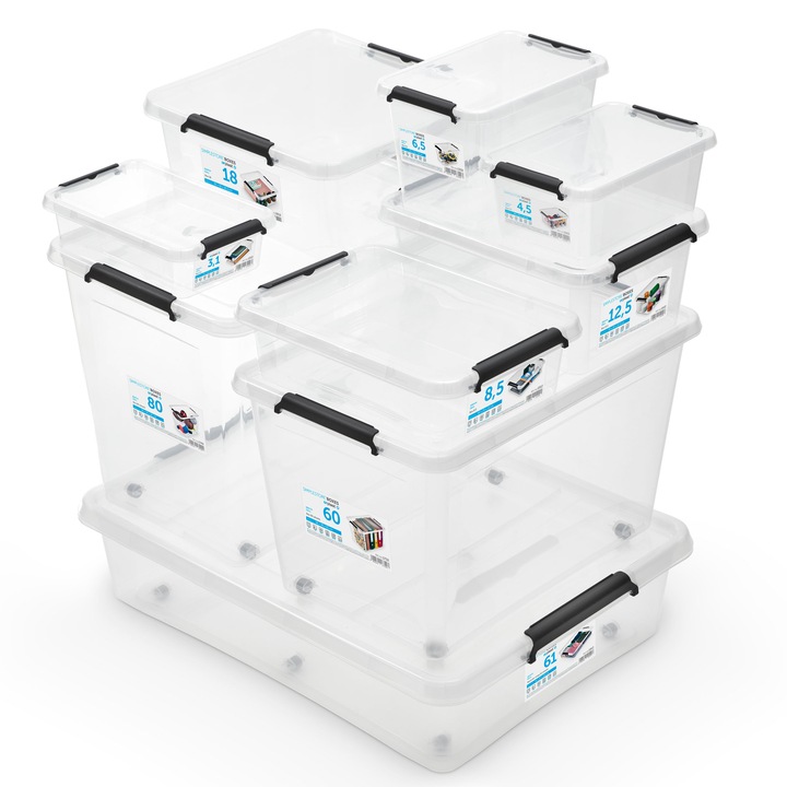 Pojemnik Plastikowy Przeźroczysty z Pokrywą 12,5L Pudełko Pudło