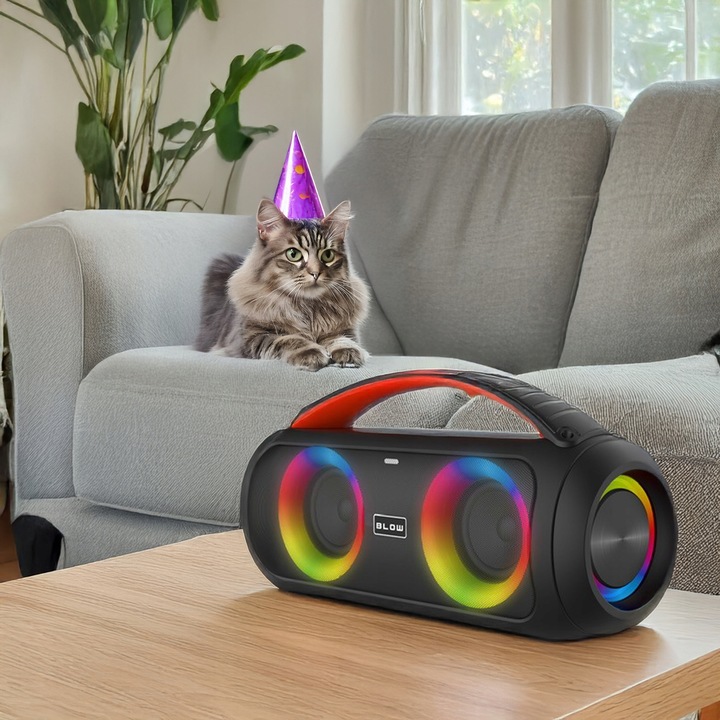 MOCNY GŁOŚNIK BLUETOOTH PRZENOŚNY BOOMBOX MIKROFON PILOT USB SD FM