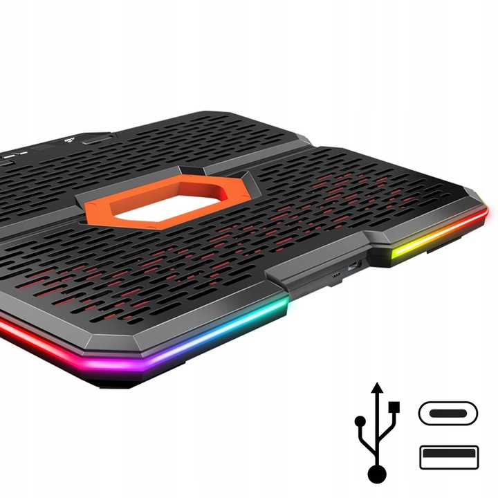 AAB EFFECTUM CICHA PODKŁADKA CHŁODZĄCA LAPTOP PODSTAWKA NOTEBOOK RGB 9-17"