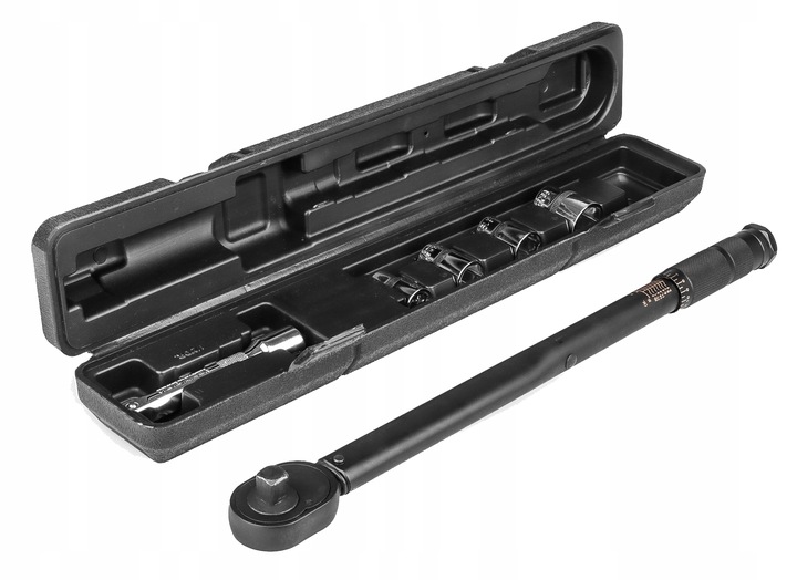 KLUCZ DYNAMOMETRYCZNY 1/2" 28-210Nm CrMO W ETUI +4 NASADKI