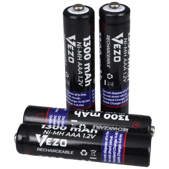 VEZO AKUMULATORKI AAA 1300mAh R3 NiMH UNIWERSALNE DO ZABAWEK PILOTÓW 4