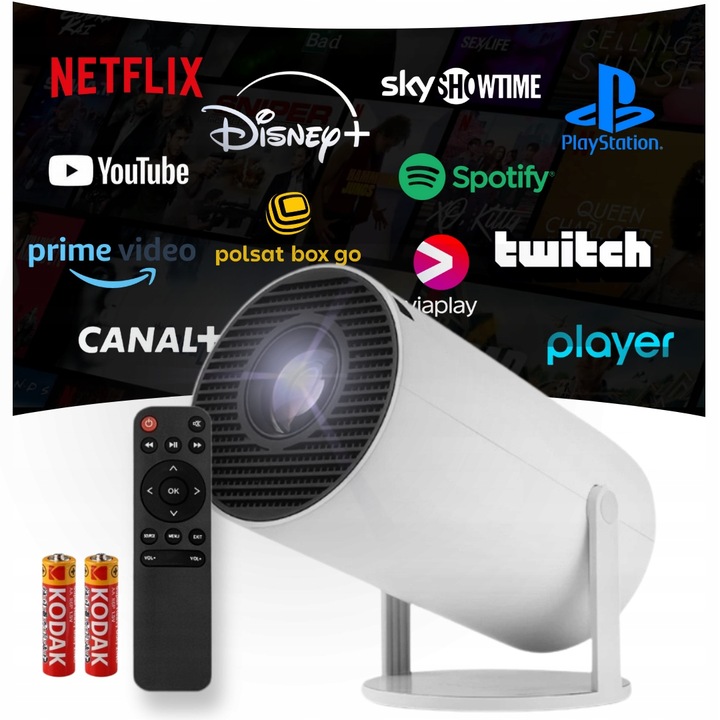 Rzutnik Projektor WiFi Pilot Android TV 130 cali 4K FULL HD HY300 PRO LED