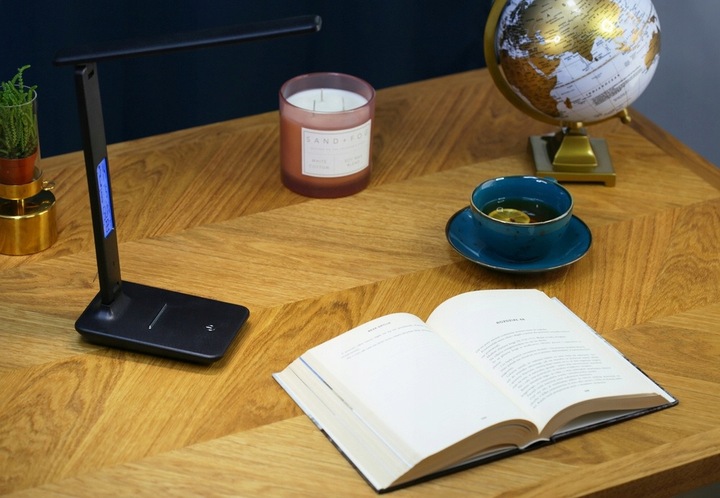 LAMPKA LED BIURKOWA SZKOLNA BIURKO WYŚWIETLACZ LCD ZEGAR DATA