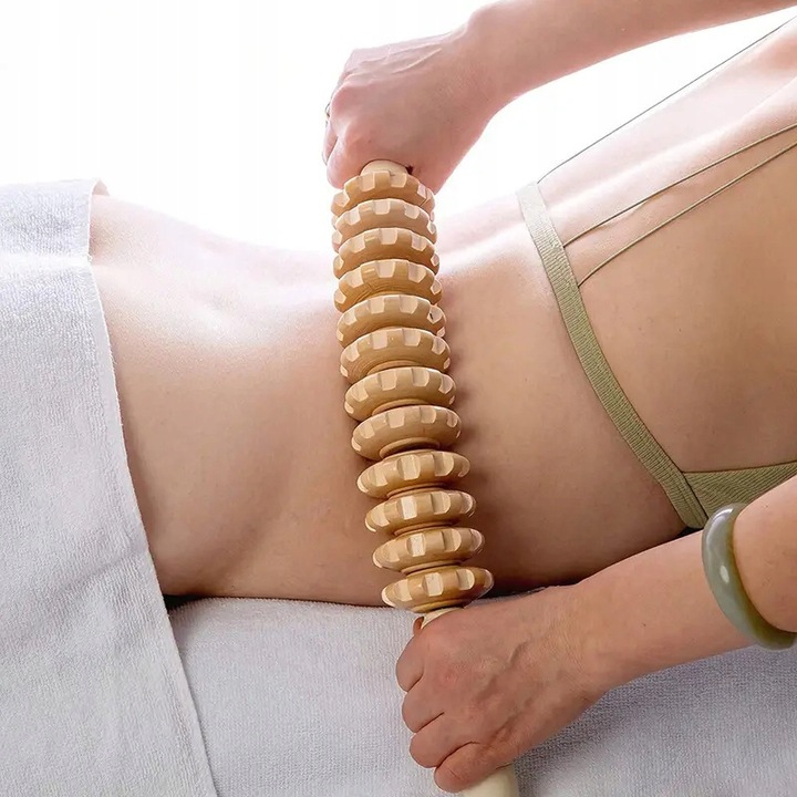 WAŁEK DO MASAŻU DREWNIANY ROLLER MASAŻER CIAŁA ANTYCELLULITOWY PROFILOWANY