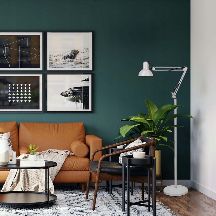 Lampa Podłogowa Stojąca Biała LED E27 Kreślarska Regulowana do