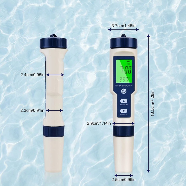 MIERNIK ELEKTRONICZNY TEMPERATURA TESTER PH/TDS/EC/SALINITY/ WODY TESTER