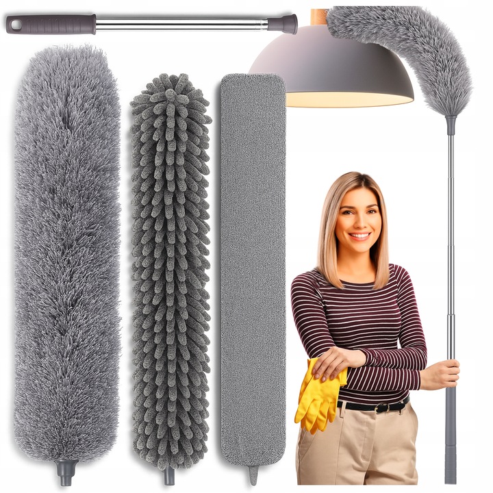 SZCZOTKA TELESKOPOWA MIOTEŁKA DO KURZU DŁUGA 280 + 3 WYMIENNE KOŃCÓWKI XXL