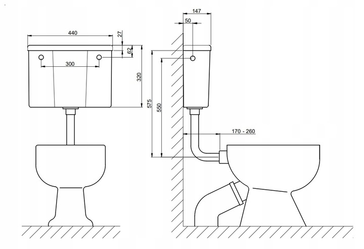 Spłuczka zbiornik INTER SANO klawisz 95K