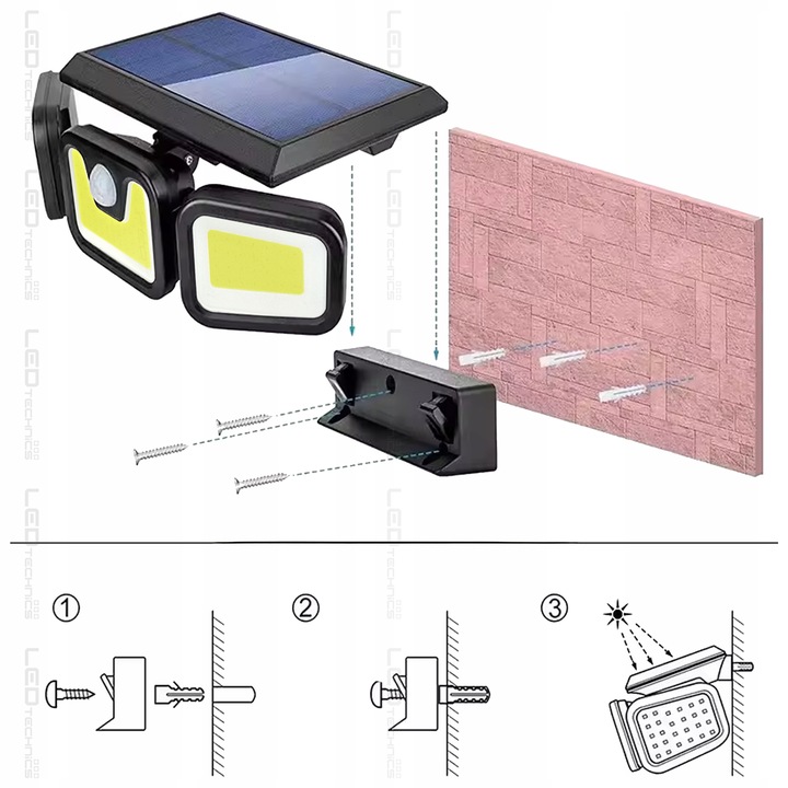 Naświetlacz solarny LED czujnik ruchu zmierzchu PIR Lampa zewnętrzna