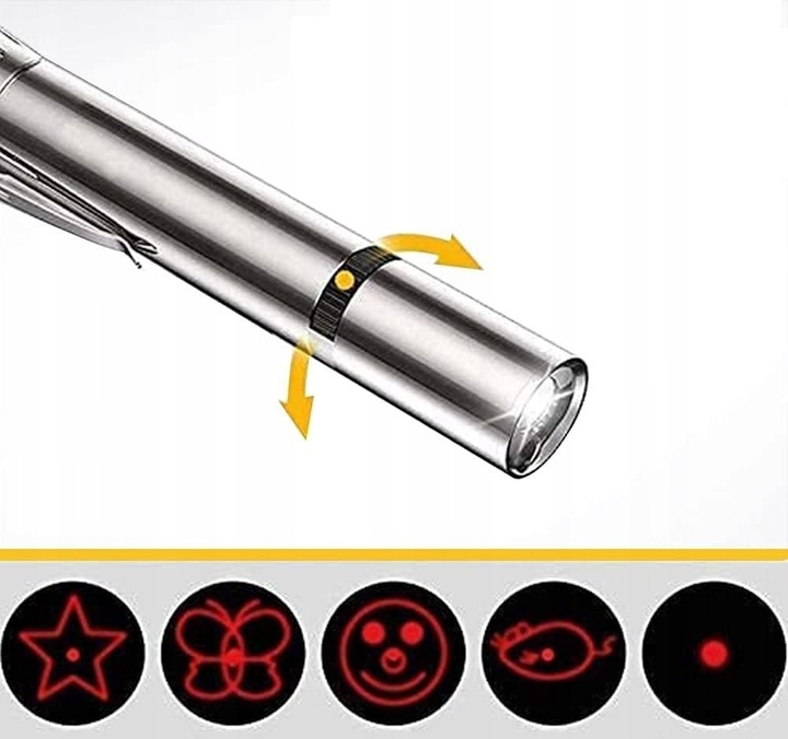 LASER WSKAŹNIK LASEROWY LATARKA ZABAWKA KOTA Ładowany przes USB Laser UV